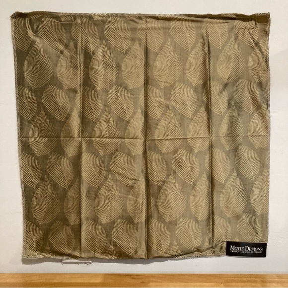 Motif Designs Other - Motif Designs 100% Silk Fabric Swatch Bronze Feather Pattern 24”x24” 2000s Vtg